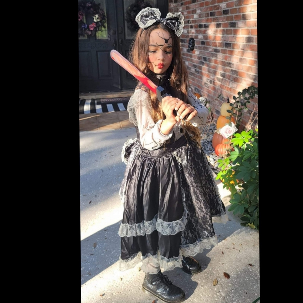 Halloween costume cosplay broken doll costume scary doll size large 12-14 kids. - Picture 4 of 13